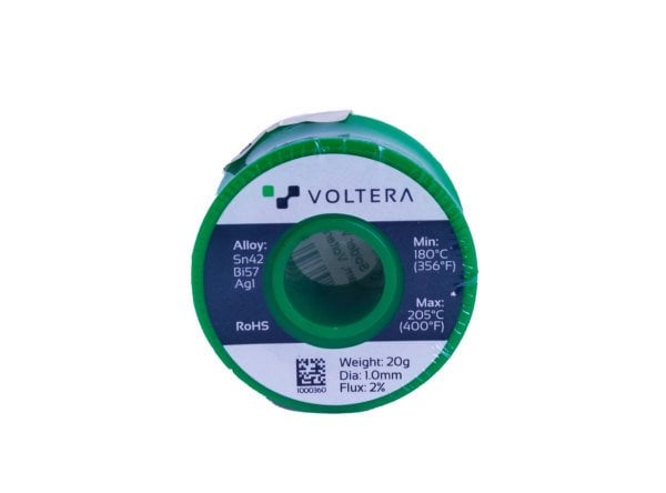 Voltera Sn42Bi57Ag1 Düşük Sıcaklık 1mm Lehim Teli (20gram, Voltera için)